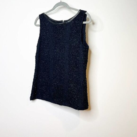 St. John Womens Black Knit Textured Sleeveless Back Zip Blouse Top Size Medium - Picture 1 of 8